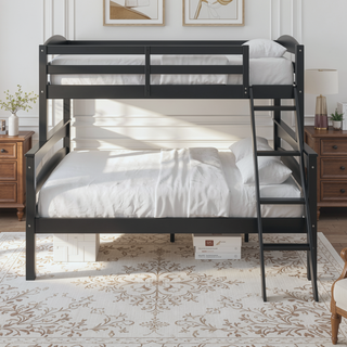 Sunvega Twin Over Full Wood Bunk Bed Frame Converts to Two Separate Beds