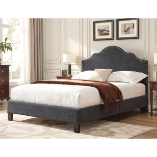 Sunvega Queen Size Upholstered Bed in Charcoal Gray Transitional Style