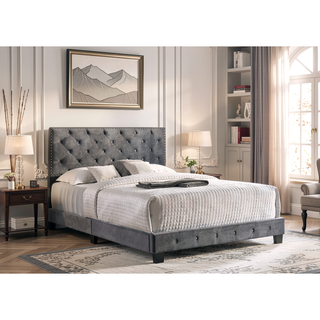 Sunvega Transitional Style Gray King Bed For Modern Living With Sturdy Materials