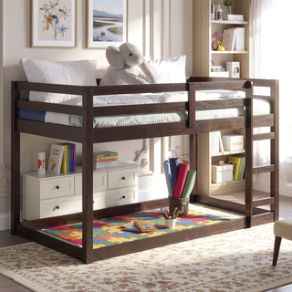 Sunvega Twin Loft Bed with Slats System and Right Facing Ladder in Espresso