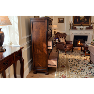 Sunvega Transitional Dark Walnut Wood Chest with Dovetail Drawers