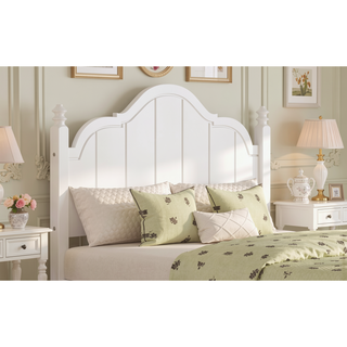 Sunvega Vintage Queen Bed Frame with Headboard and Slats Support