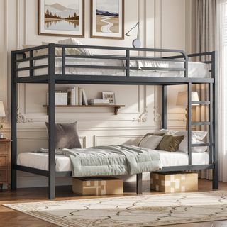 Sunvega Metal Full over Full Bunk Bed for Teens and Adults with Noise Reduction and Storage