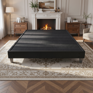 Sunvega Easy Assembly Modern Faux-Wood Legs Fabric Covered Twin Bed Frame