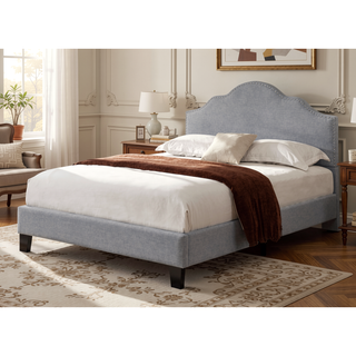 Sunvega Light Gray Queen Size Upholstered Bed with Transitional Style