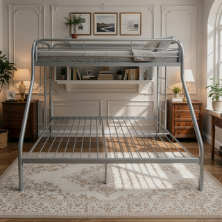 Sunvega Twin/Full Metal Bunk Bed with Slat System and Guardrail