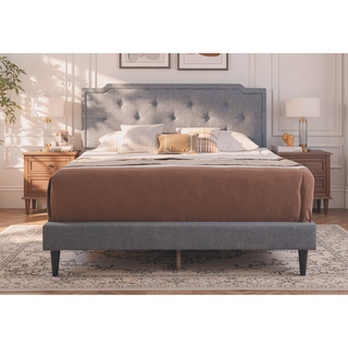 Sunvega Stylish Casual Gray Queen Bed Frame with Durable Support
