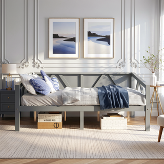 Sunvega Gray Full Size Daybed with Storage Space and Elegant Modern Design