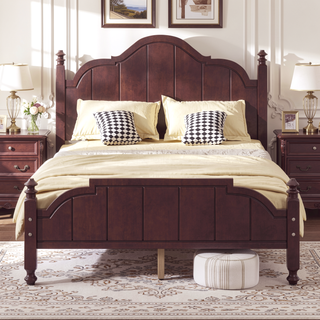 Sunvega Vintage Queen Bed Frame with Headboard and Slats Support
