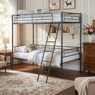 Sunvega Contemporary Style Twin Loft Bed With Open Area Underneath Black Metal
