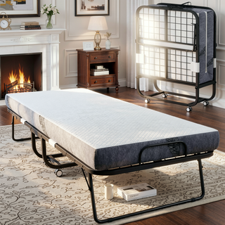 Sunvega Portable Single Size Folding Bed with Memory Foam Mattress and Steel Frame