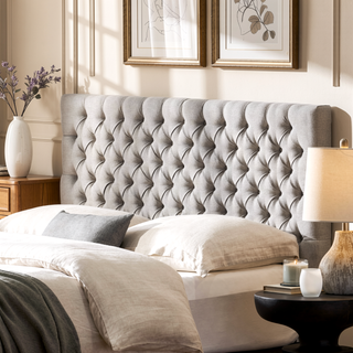 Sunvega Modern Button Tufted Upholstered Queen Size Bed Headboard with Adjustable Legs