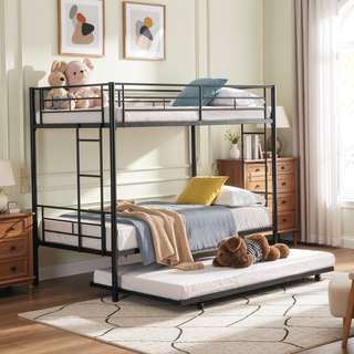 Sunvega Metal Bunk Bed with Trundle for Modern Space Saving Bedroom