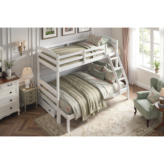 Sunvega Twin over Twin Bunk Bed with Guard Rails in Black Finish