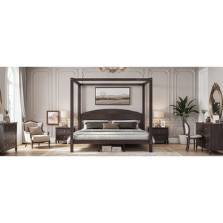 Sunvega King Size Canopy Platform Bed with Headboard and Sturdy Support Legs