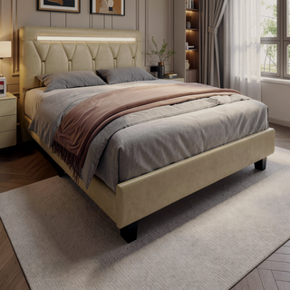 Sunvega Queen Size LED Bed Frame with RGB Ambiance & Charging Hub