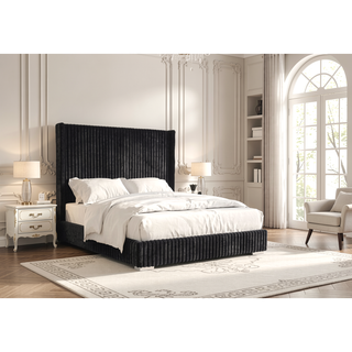 Sunvega Contemporary White Fur Chenille Fabric Mattress Ready Queen Size Bed