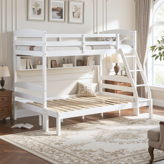 Sunvega Twin over Twin Bunk Bed with Guard Rails in Black Finish
