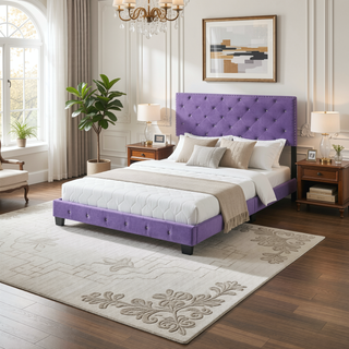 Sunvega Transitional Purple Full Bed With Durable Construction And Simple Assembly
