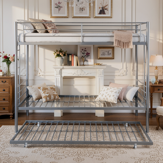 Sunvega Metal Bunk Bed with Trundle for Modern Space Saving Bedroom