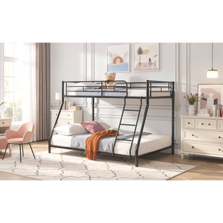 Sunvega Black Metal Bunk Bed Frame with Strong Steel Structure for Durability