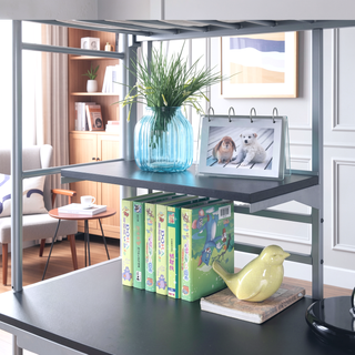 Sunvega Contemporary Full Metal Twin Loft Bed with Workstation and Guard Rails