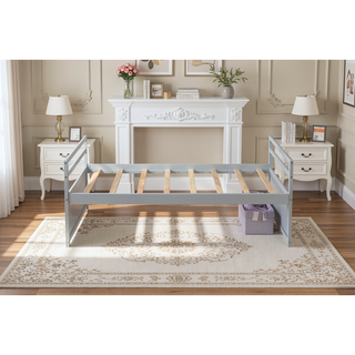 Sunvega Twin Size Pine Wood Bed with Headboard, Footboard, Trundle, and Three Storage Drawers