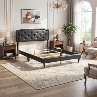 Sunvega Stylish Casual Gray Queen Bed Frame with Durable Support