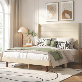 Sunvega Stylish High Headboard Bed with 54 Inch Design for Reading and Relaxing