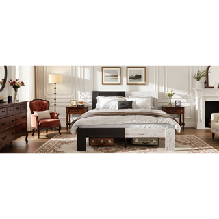 Sunvega Full Size Metal Platform Bed Frame with Headboard and Under Bed Storage