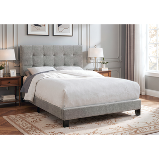Sunvega Low Profile Full Size Upholstered Bed Frame with Tufted Headboard