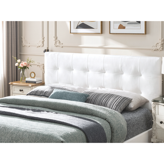 Sunvega Modern Faux Leather Queen Size Bed with Rectangle Headboard and Support Legs