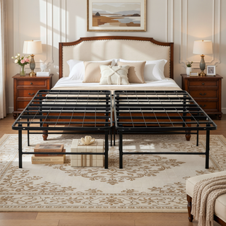 Sunvega King Size Metal Bed Frame with Sturdy Mattress Support and Storage