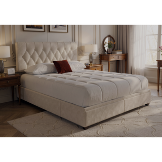 Sunvega King Upholstered Storage Bed with 2 Drawers in Polyester Fabric