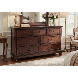Sunvega Antique Cherry Wood Dresser with 65 by 18 by 40 Inch Dimensions