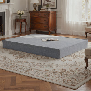 Sunvega 9 Inch Foldable King Size Metal Bed Base with Removable Linen Cover