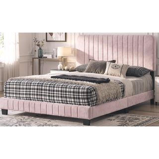 Sunvega Full Bed with Chic Tufted Headboard and Vibrant Blue Hue in One Box