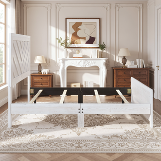 Sunvega Natural Finish Full Bed with Headboard Footboard and Rails