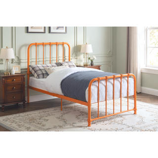 Sunvega Orange Finished Metal Twin Platform Bed Frame Ships in One Box