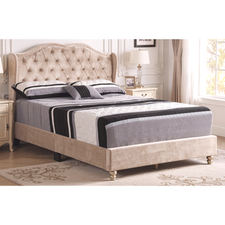 Sunvega Elegant Transitional Full Upholstered Bed with Plush Beige Hue