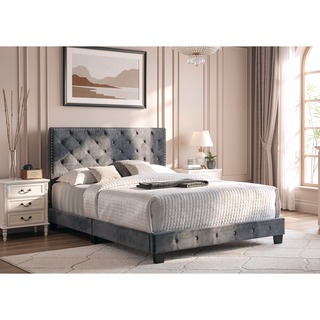 Sunvega Transitional Style Gray Full Bed Frame with Storage and Durable Construction