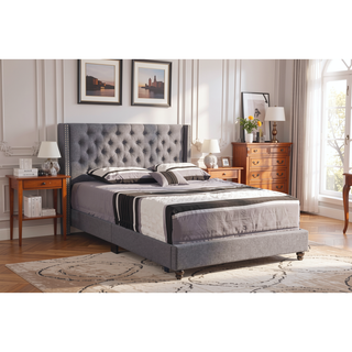 Sunvega Upholstered Transitional Queen Bed In Gray With Excellent Back Support