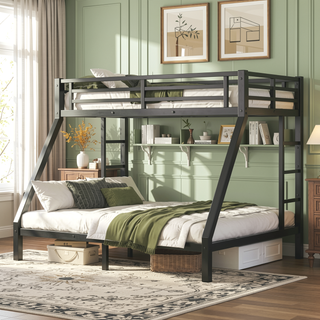 Sunvega Twin XL over Queen Metal Bunk Bed with Ladder and Underbed Storage
