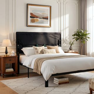 Sunvega Modern Button Tufted Upholstered Queen Size Bed Headboard with Adjustable Legs