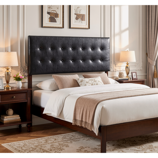 Sunvega Pink Faux Leather Tufted Panel Headboard with Adjustable Height