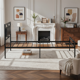 Sunvega Unique Flower Sturdy System Metal Bed Frame with Headboard and Footboard