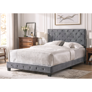 Sunvega Sophisticated Gray Queen Bed With Transitional Style For Any Room