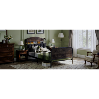 Sunvega Kids Full Metal Bed with Upholstered Headboard LED Lights and Storage