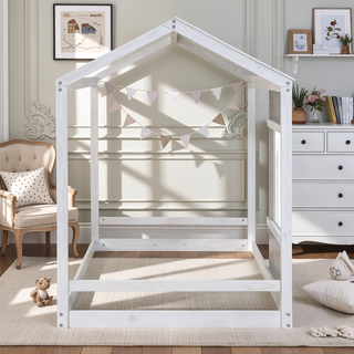 Sunvega Modern House Design Twin Size Platform Bed with Roof and Window