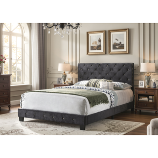 Sunvega Elegant Transitional Queen Bed In Black With Sturdy Frame